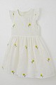 Kız Çocuk Elbise Çiçek Nakışlı Güpür Detaylı Ekru (3-7 Yaş)