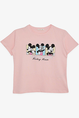 Kız Çocuk Tişört  Mickey Mouse Baskılı Pembe (9-14 Yaş)
