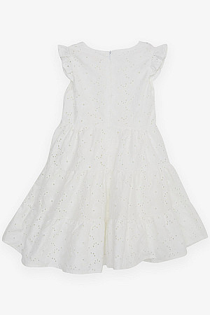 Kız Çocuk Elbise Nakışlı Armalı Beyaz (6-12 Yaş)