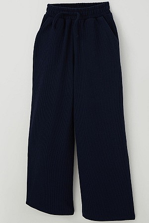 Kız Çocuk Eşofman Altı Bağcık Aksesuarlı Beli Lastikli Lacivert (8-14 Yaş)