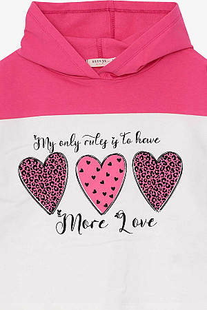Girl&#39;s Tracksuit Set, Heart Printed Pink (Age 6-12)