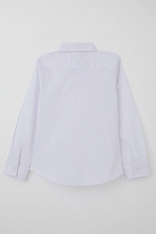 Kız Çocuk Gömlek Belden Oturtma Düğmeli Arma Detaylı Beyaz (8-12 Yaş)