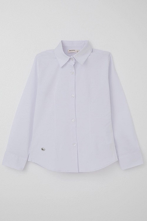 Kız Çocuk Gömlek Belden Oturtma Düğmeli Arma Detaylı Beyaz (8-12 Yaş)