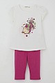 Kız Çocuk Kapri Taytlı Takım Çiçekli Kız Baskılı Ekru (1.5-5 Yaş)