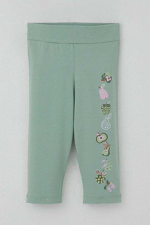Kız Çocuk Kapri Taytlı Takım Sevimli Meyveler Baskılı Ekru (1.5-5 Yaş)