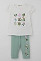 Kız Çocuk Kapri Taytlı Takım Sevimli Meyveler Baskılı Ekru (1.5-5 Yaş)