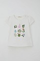 Kız Çocuk Kapri Taytlı Takım Sevimli Meyveler Baskılı Ekru (1.5-5 Yaş)