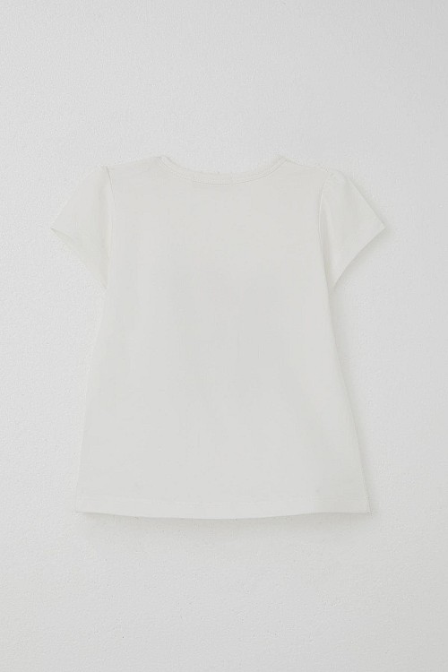 Kız Çocuk Kapri Taytlı Takım Sevimli Meyveler Baskılı Ekru (1.5-5 Yaş)