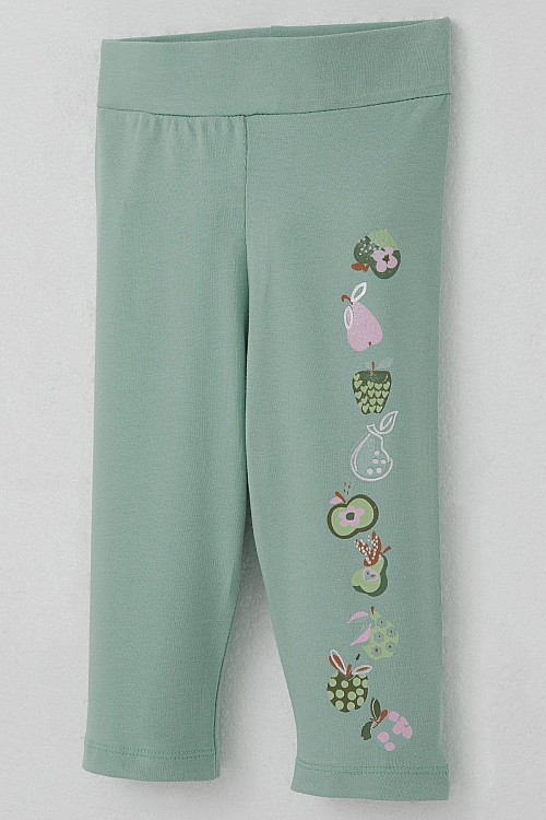 Kız Çocuk Kapri Taytlı Takım Sevimli Meyveler Baskılı Ekru (1.5-5 Yaş)