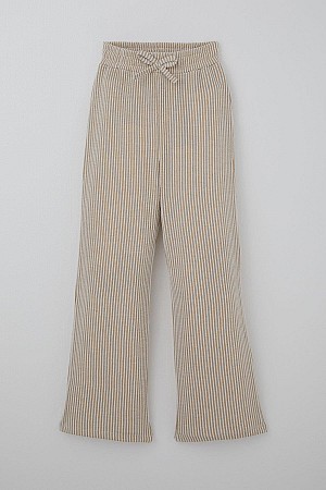 Kız Çocuk Pantolon Çizgili Fiyonk Bağcık Aksesuarlı Beli Lastik Detaylı Karışık Renk (4-8 Yaş)