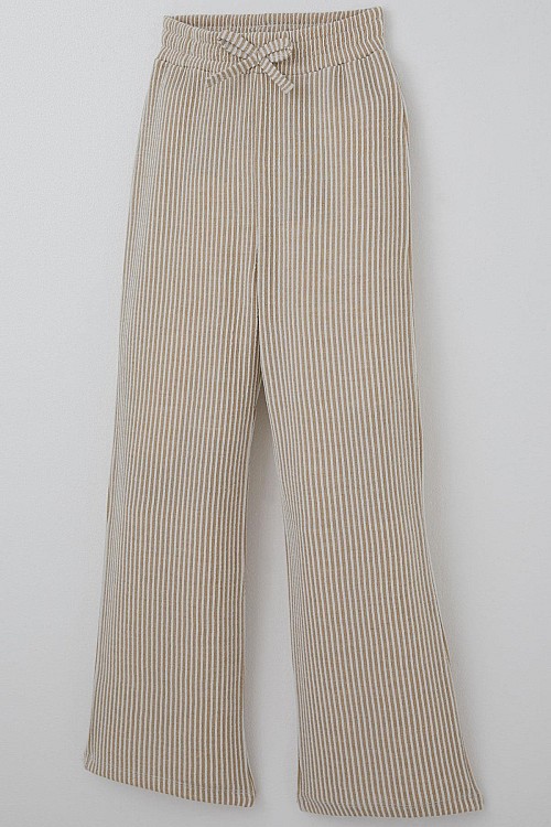 Kız Çocuk Pantolon Çizgili Fiyonk Bağcık Aksesuarlı Beli Lastik Detaylı Karışık Renk (4-8 Yaş)