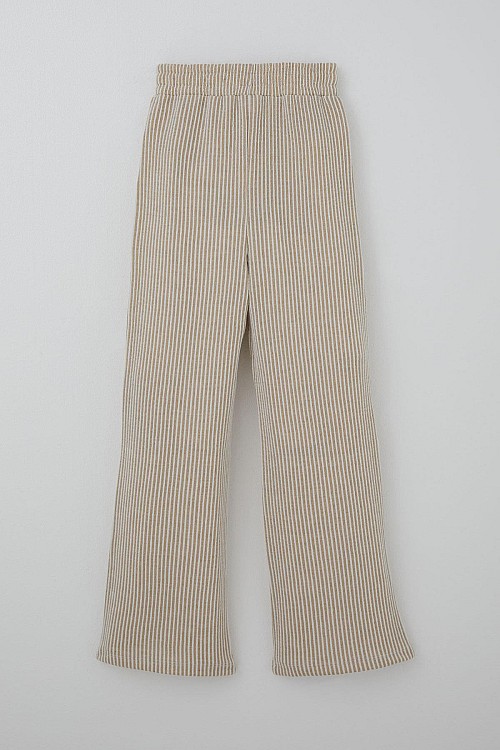 Kız Çocuk Pantolon Çizgili Fiyonk Bağcık Aksesuarlı Beli Lastik Detaylı Karışık Renk (4-8 Yaş)