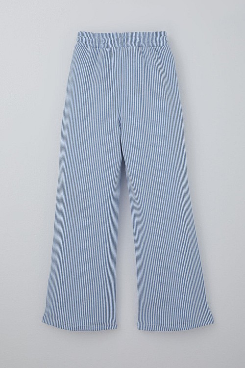 Kız Çocuk Pantolon Çizgili Fiyonk Bağcık Aksesuarlı Beli Lastik Detaylı Karışık Renk (4-8 Yaş)