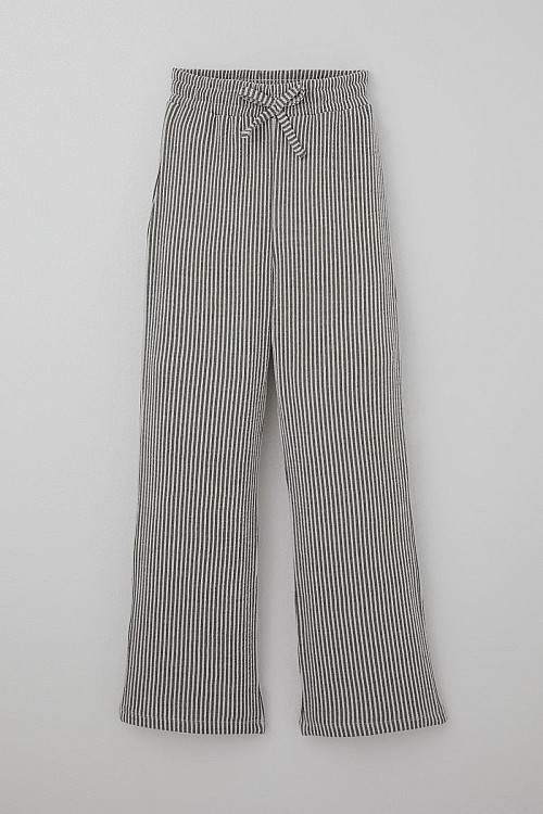 Kız Çocuk Pantolon Çizgili Fiyonk Bağcık Aksesuarlı Beli Lastik Detaylı Karışık Renk (4-8 Yaş)