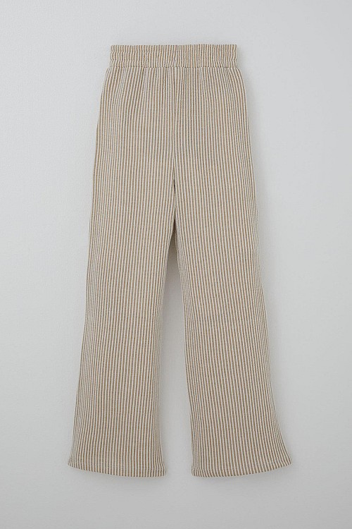 Kız Çocuk Pantolon Çizgili Fiyonk Bağcık Aksesuarlı Beli Lastik Detaylı Karışık Renk (4-8 Yaş)