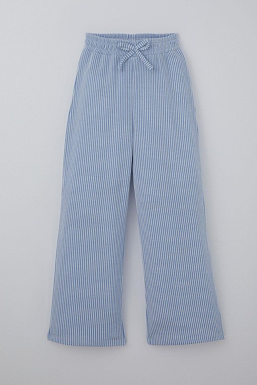 Kız Çocuk Pantolon Çizgili Fiyonk Bağcık Aksesuarlı Beli Lastik Detaylı Karışık Renk (4-8 Yaş)