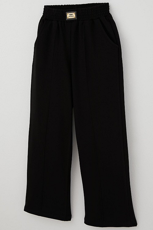 Kız Çocuk Pantolonlu Takım Parmak Geçmeli Arma Detaylı Siyah (8-14 Yaş)