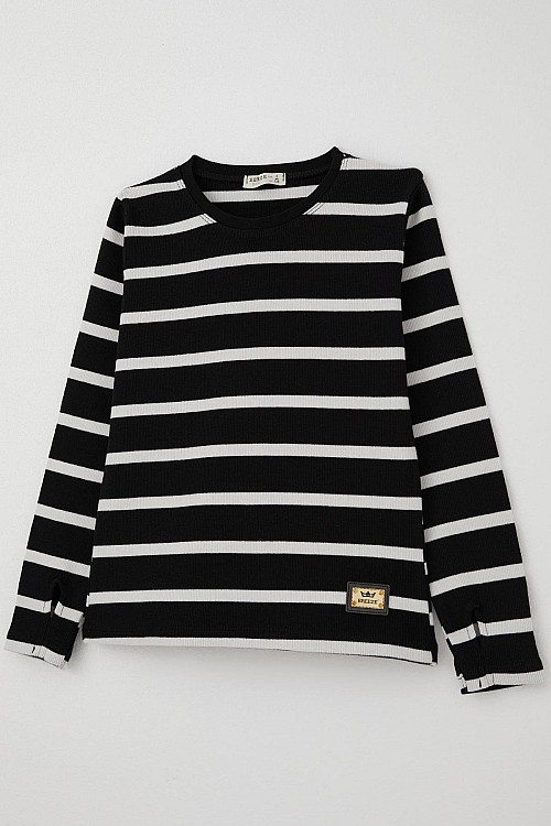 Kız Çocuk Pantolonlu Takım Parmak Geçmeli Arma Detaylı Siyah (8-14 Yaş)