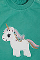 Kız Çocuk Sweatshirt Sevimli Unicorn Nakışlı Yıldızlı Yeşil (1.5-5 Yaş)