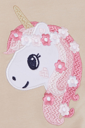Girl&#39;s Sweatshirt Unicorn Embroidery Printed Beige (1.5-5 Years)