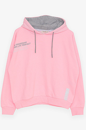Girl&#39;s Sweatshirt Text Printed Neon Pink (Ages 9-14)