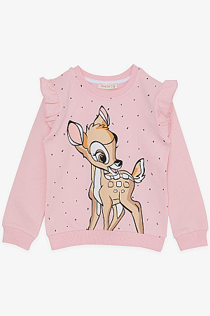 Kız Çocuk Tatylı Takım Bambi Çizgi Film Karekteri Baskılı Pembe (3-8 Yaş)