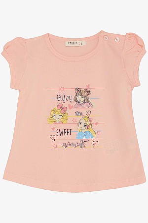 Girls T-Shirt Fun Girls Printed Salmon (1-4 Years)