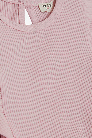 Girl&#39;s T-Shirt, Frilled, Buttoned on the Back, Pink (Age 2-6)