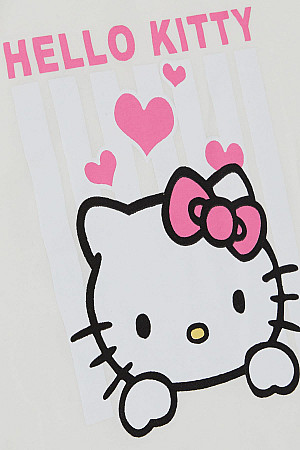 Kız Çocuk Tişört Hello Kitty Baskılı Ekru (9-14 Yaş)