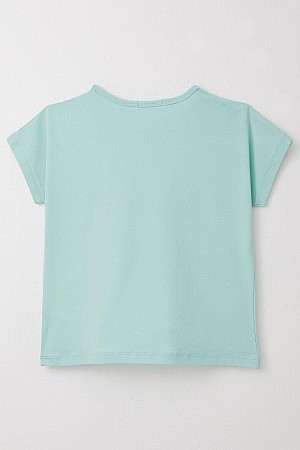 Girls T-Shirt Sparkle Themed Text Printed Aqua Green (10-16 Years)