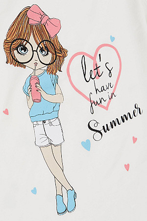 Girls&#39; T-Shirt Summer Themed Cool Girl Printed Ecru (Ages 2-6)