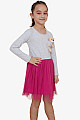Kız Çocuk Uzun Kollu Elbise Ayıcık Aksesuarlı Açık Gri Melanj (3-8 Yaş)