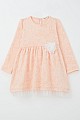 Kız Çocuk Uzun Kollu Elbise Çiçek Desenli Somon (3-7 Yaş)