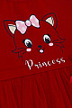 Kız Çocuk Uzun Kollu Elbise Mutlu Prenses Kedicik Baskılı Fiyonklu Kırmızı (1.5-5 Yaş)