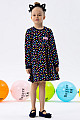 Kız Çocuk Uzun Kollu Elbise Renkli Puantiye Desenli Lacivert (1.5-5 Yaş)