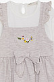 Kız Çocuk Uzun Kollu Elbise Tişörtlü Çiçek Nakışlı Bej Melanj (1.5-5 Yaş)