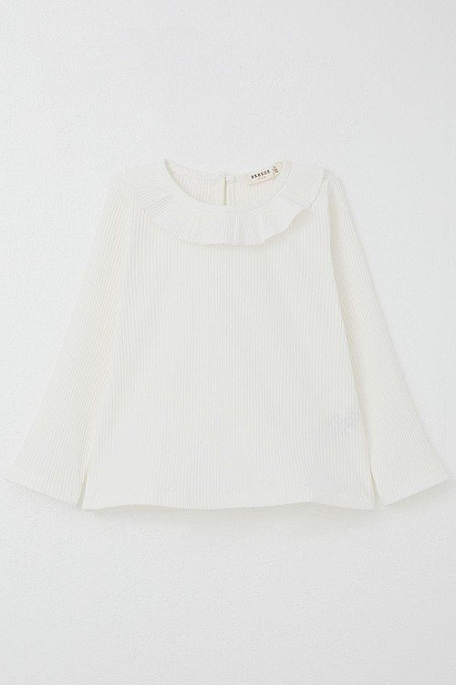 Kız Çocuk Uzun Kollu Jile Elbise Bodyli Çiçek Desenli Su Yeşili (3-8 Yaş)