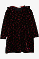 Kız Çocuk Uzun Kollu Kadife Elbise Fırfırlı Siyah (3-8 Yaş)