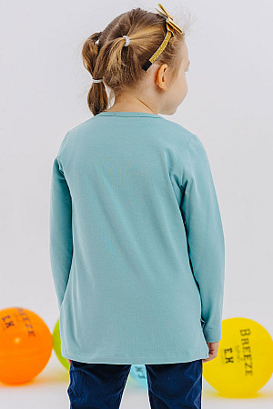 Kız Çocuk Uzun Kollu Tişört Pullu Fiyonk Baskılı Su Yeşili (2-6 Yaş)