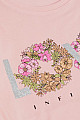 Kız Çocuk Uzun Kollu Tişört Sevgi Temalı Çiçek Baskılı Simli Pudra (8-12 Yaş)