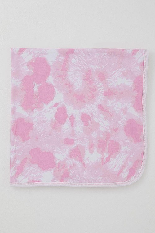 Yenidoğan Bebek Battaniyesi Batik Desenli Pembe (Standart)