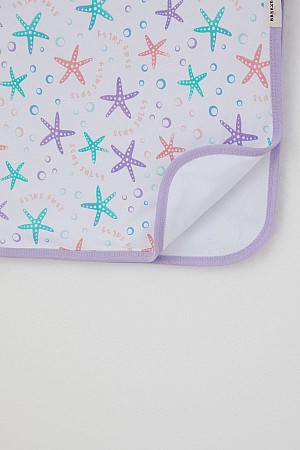 Yenidoğan Bebek Battaniyesi Renkli Deniz Yıldızı Desenli Beyaz (Standart)