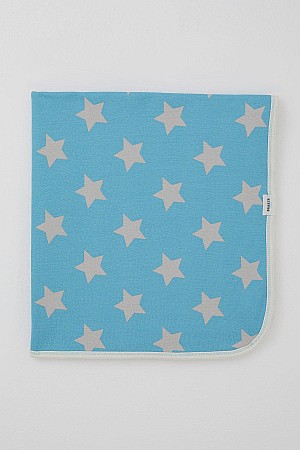 Yenidoğan Bebek Battaniyesi Yıldız Desenli Mavi (Standart)