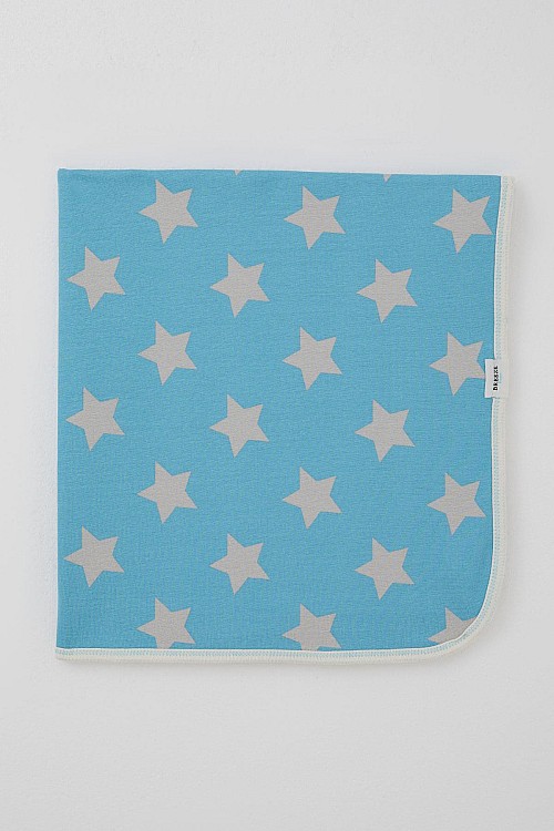 Yenidoğan Bebek Battaniyesi Yıldız Desenli Mavi (Standart)