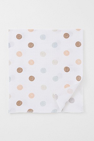 Yenidoğan Bebek Müslin Battaniye Renkli Puan Desenli Ekru (Standart) Yenidoğan Bebek Müslin Battaniye Renkli Puan Desenli Ekru (Standart)