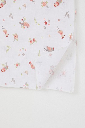 Yenidoğan Bebek Müslin Battaniye Çiçek & Kuş Desenli Ekru (Standart) Yenidoğan Bebek Müslin Battaniye Çiçek & Kuş Desenli Ekru (Standart)