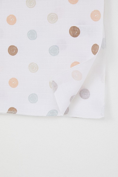 Yenidoğan Bebek Müslin Battaniye Renkli Puan Desenli Ekru (Standart)