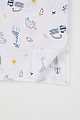 Yenidoğan Bebek Müslin Battaniye Sevimli Hayvancıklar Desenli Beyaz (Standart)