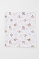 Yenidoğan Bebek Müslin Battaniye Sevimli Bebek Ayıcık Desenli Ekru (Standart)