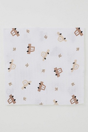 Yenidoğan Bebek Müslin Battaniye Mutlu Araba Rüyası Krem (Standart)